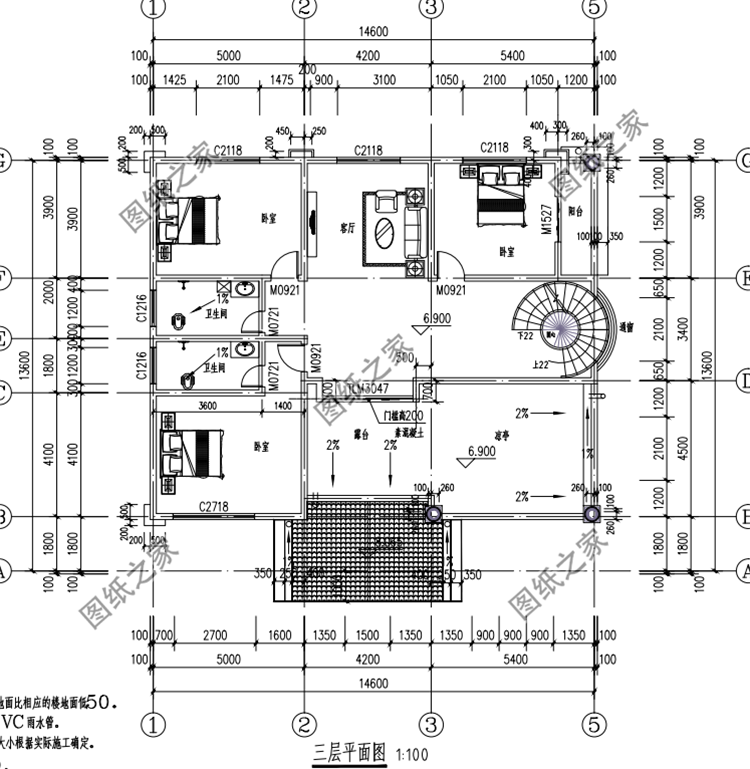 農(nóng)村三層帶陽(yáng)臺(tái)別墅設(shè)計(jì)圖，戶型通透采光好，不錯(cuò)的建房選擇