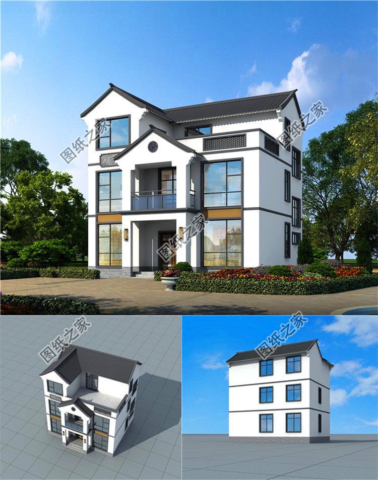 農(nóng)村三層帶陽(yáng)臺(tái)別墅設(shè)計(jì)圖，戶型通透采光好，不錯(cuò)的建房選擇