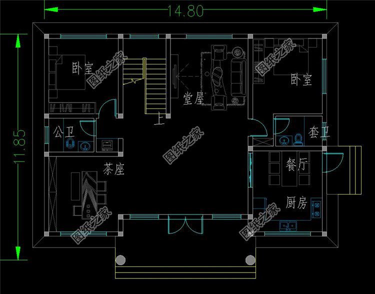 農(nóng)村平屋頂二層別墅設(shè)計(jì)圖，適合農(nóng)村建造的好戶型，方便晾曬