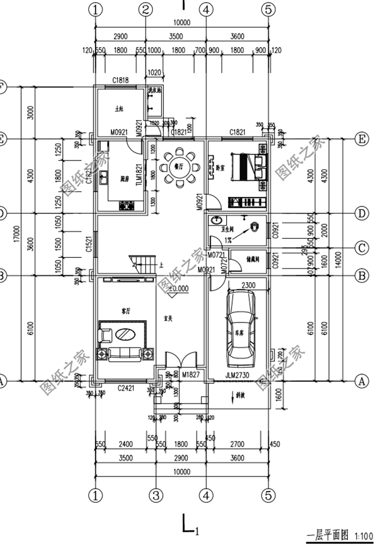 帶車庫三層別墅設(shè)計圖，有房有車才是硬道理，城里親戚看了羨慕