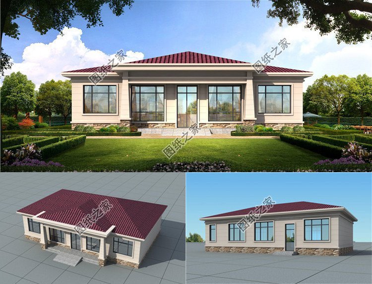 農(nóng)村建房設(shè)計效果圖一層，整體造型錯落有致，不落俗套