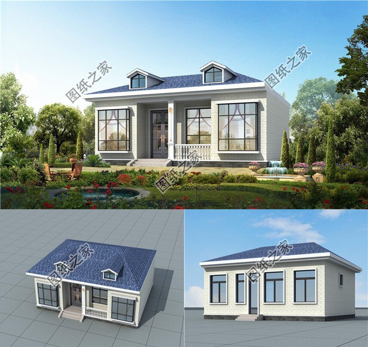 農(nóng)村建房設(shè)計效果圖一層，整體造型錯落有致，不落俗套