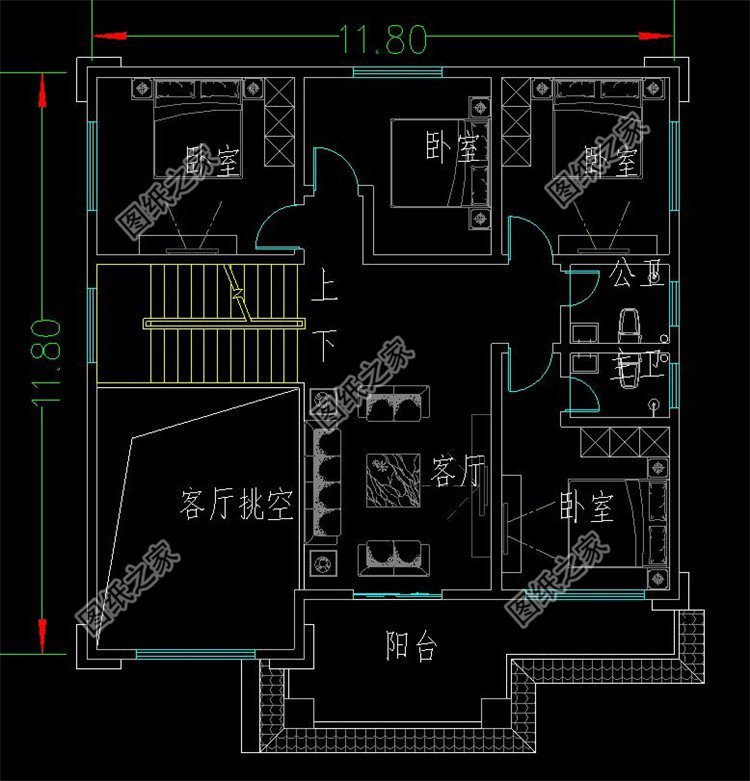 三層自建房平面設計圖，符合農(nóng)村生活習慣，合理布局每一處