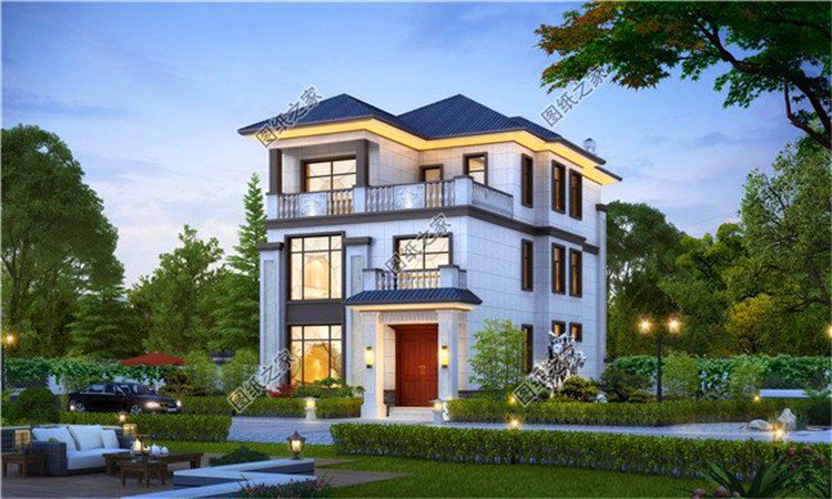 獨(dú)棟三層別墅設(shè)計(jì)圖，超大落地窗美觀大氣，圖紙快快收藏好