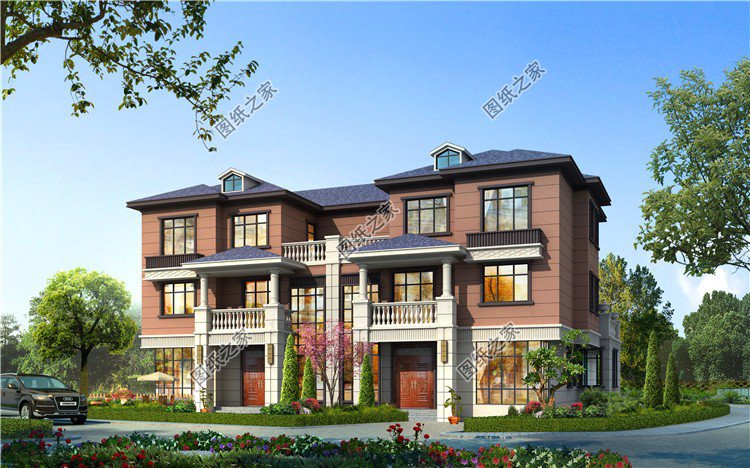 雙拼三層自建房設(shè)計(jì)圖，對(duì)稱設(shè)計(jì)彰顯別墅氣質(zhì)，每一套都各有亮點(diǎn)