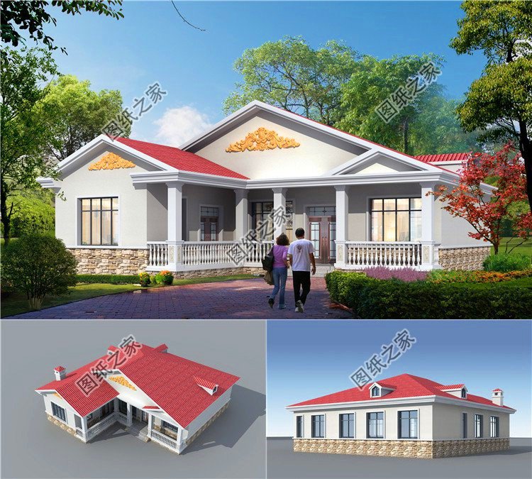 四室兩廳一層平房設(shè)計圖，平房建好了送給父母當(dāng)養(yǎng)老房正合適，喜歡收藏