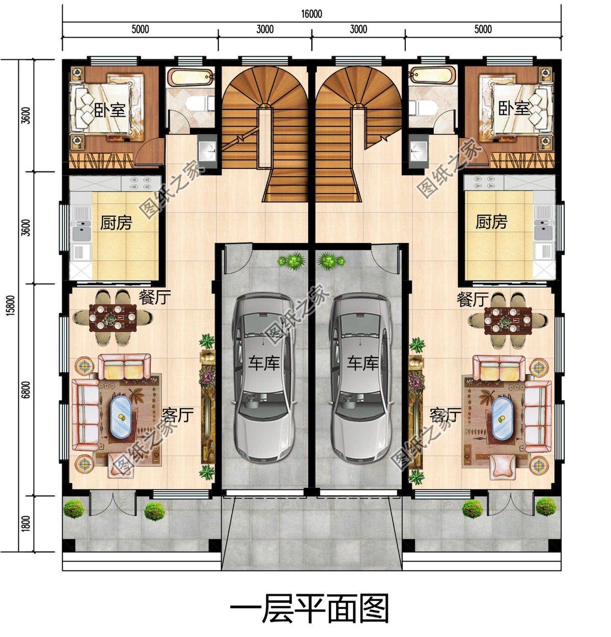 個(gè)戶110平米左右的雙拼別墅圖，你還和兄弟等什么呢？