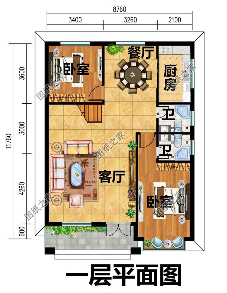 三開間小三層別墅設(shè)計圖，造型簡單不就是用，采光通風(fēng)都不是問題