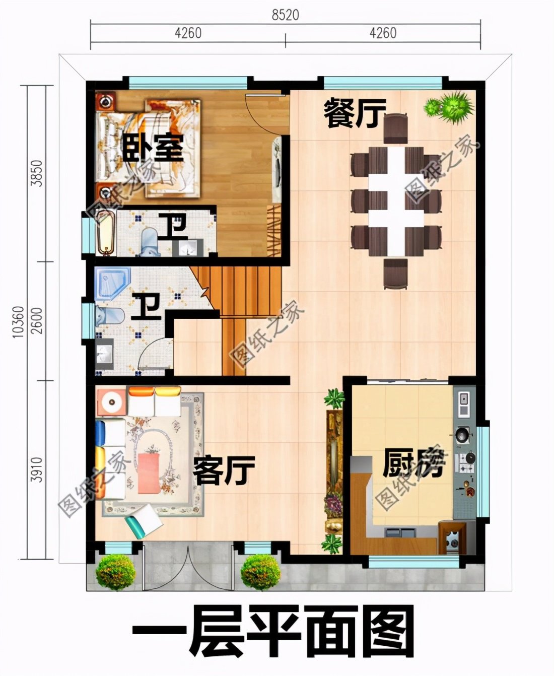 面寬8米左右二層別墅設(shè)計(jì)圖，戶型好看施工簡(jiǎn)單，聰明人早就收藏好圖紙了