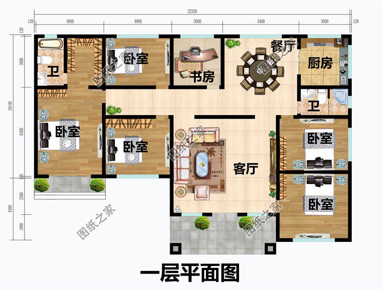 美式和田園風(fēng)格結(jié)合的農(nóng)村一層平房
