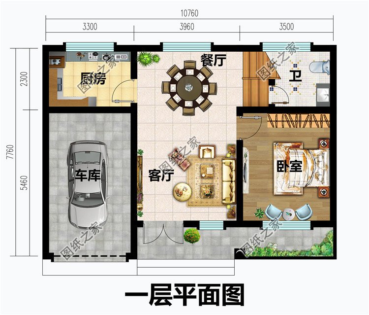 80平方米鄉(xiāng)村一層半帶閣樓自建別墅