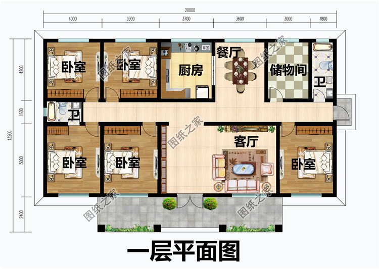 一層5間歐式平房小洋樓建筑