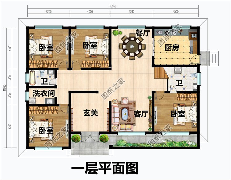 四開(kāi)間一層半別墅設(shè)計(jì)圖