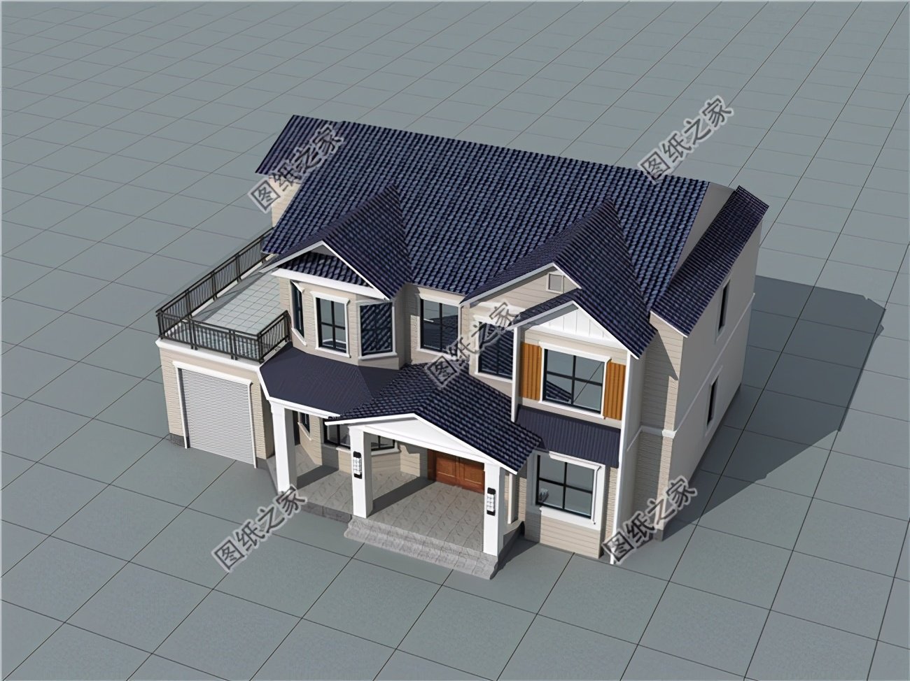 有實用車庫的二層自建房，外觀布局都出色的設(shè)計