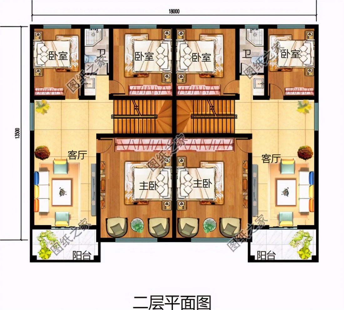 農(nóng)村雙拼樓房設計圖，兄弟合建省錢又好看，日子自然越過越紅火