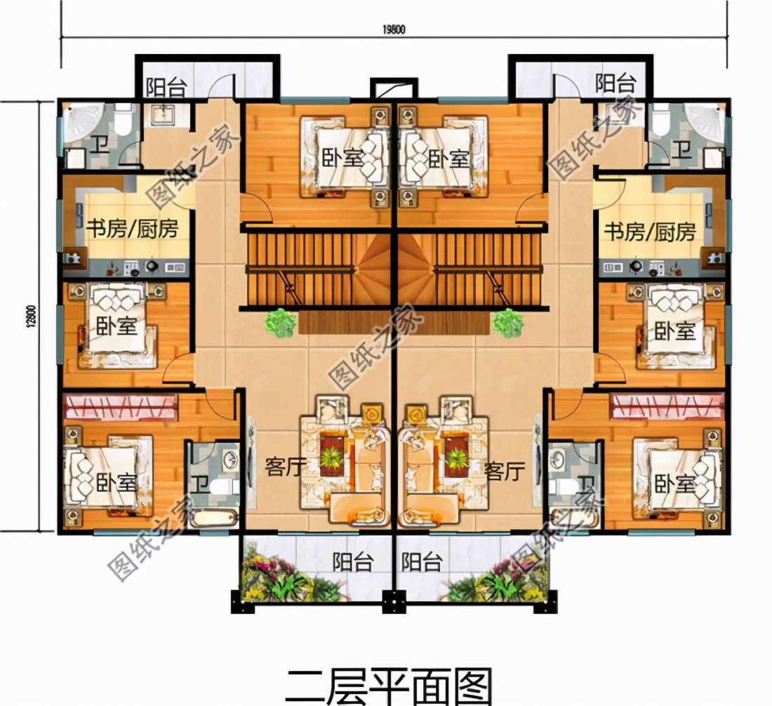 農(nóng)村雙拼樓房設計圖，兄弟合建省錢又好看，日子自然越過越紅火