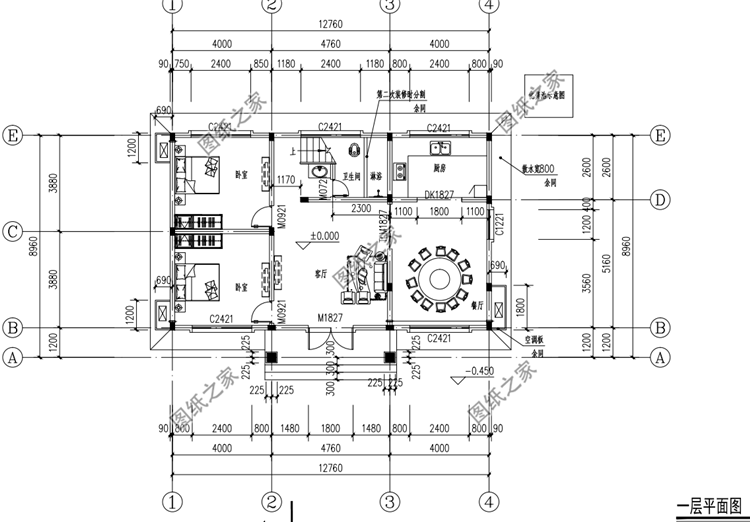 農(nóng)村建房二層設(shè)計(jì)效果圖，公共區(qū)域空間大，真正自在人家