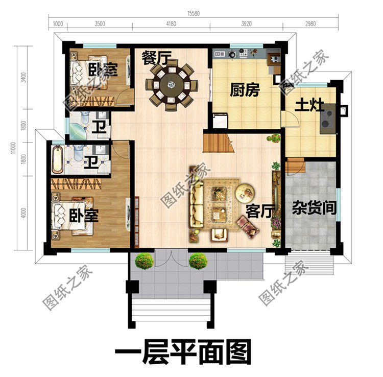 歐式小別墅設(shè)計(jì)圖紙帶效果圖