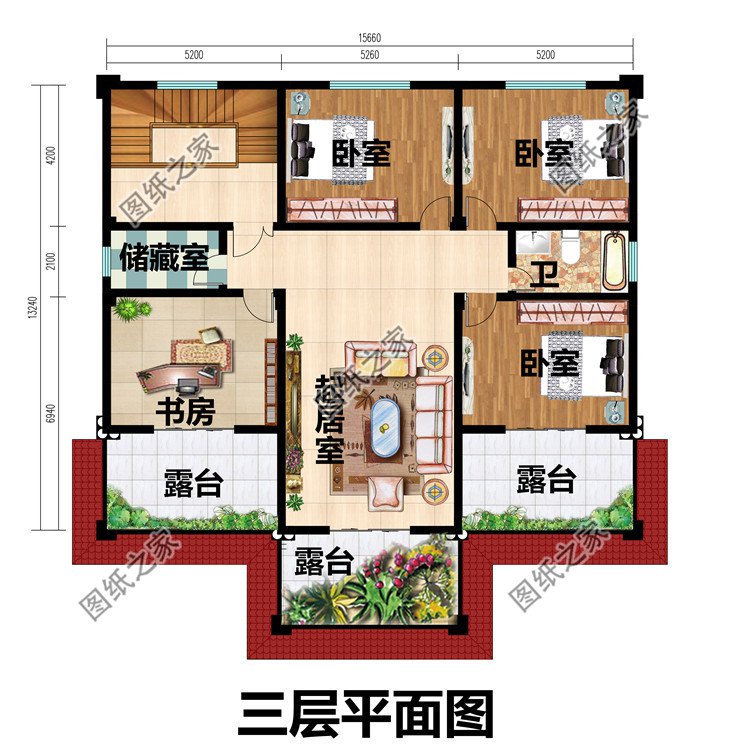 帶堂屋新農(nóng)村三層房屋別墅設(shè)計圖紙