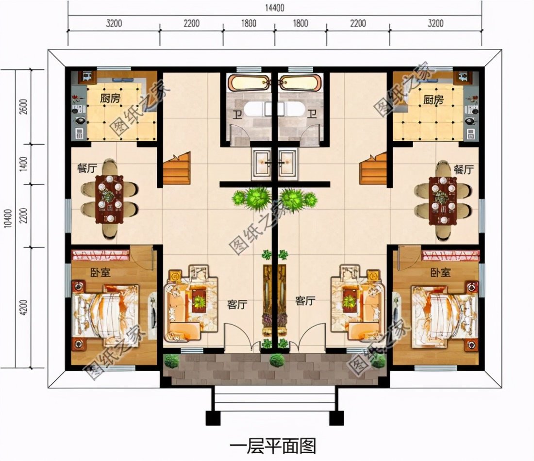 農(nóng)村兄弟雙拼自建房設(shè)計(jì)圖，城里有錢你都不到的好戶型
