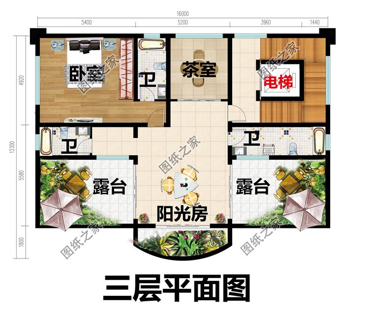 自建帶電梯的三層豪華別墅設(shè)計(jì)圖