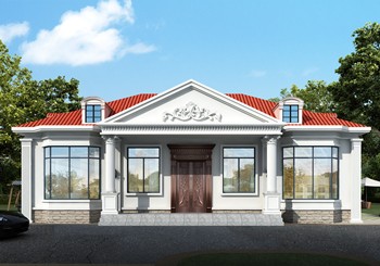 一層農(nóng)房別墅設(shè)計(jì)圖紙，140平方米，面寬15米