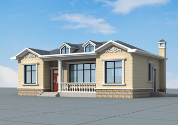 帶小院子的鄉(xiāng)村一層別墅設計圖紙，120平方米