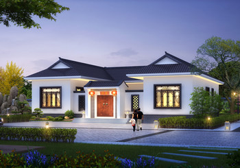 農(nóng)村一層中式三合院別墅設(shè)計(jì)圖紙，外觀漂亮極了