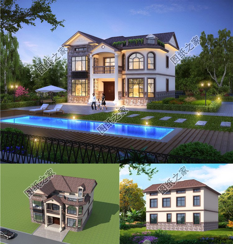 140平六室二廳農(nóng)村兩層房屋效果圖