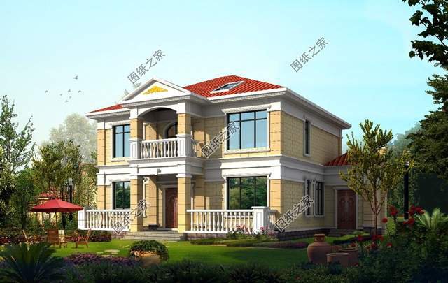 農(nóng)村二層簡約房子圖片，造型簡單，打造溫馨的家