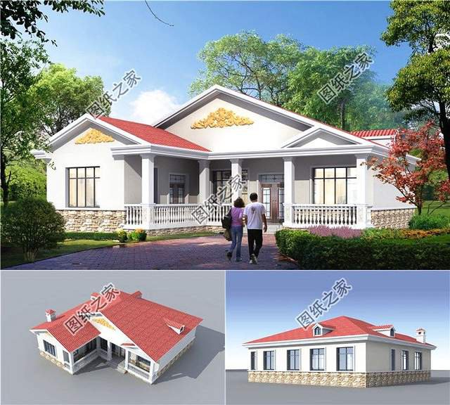 設(shè)計感十足的，7字型一層別墅設(shè)計圖，最近火到爆