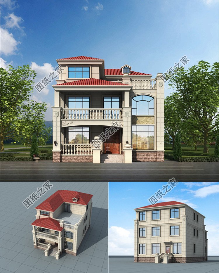 11X14米農(nóng)村三層自建房子圖效果圖