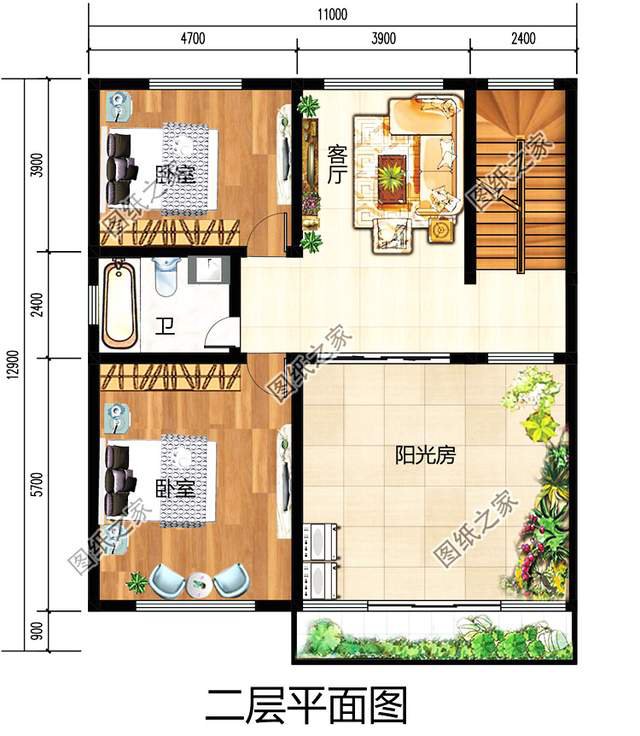 開間11×13米的小清新二層別墅設計圖，賊亮眼