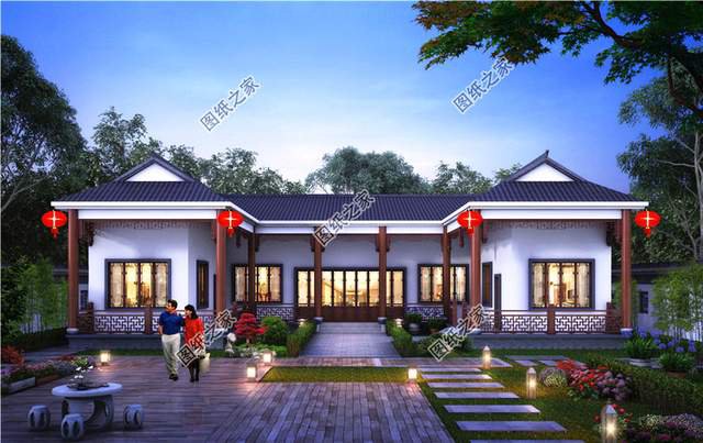 古香古氣的新中式一層別墅，濃濃的書香味