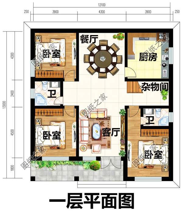 帶閣樓的一層別墅設計圖，用它養(yǎng)老溫馨又舒適