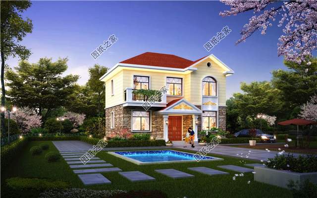 主體造價15萬左右的二層別墅設(shè)計圖，簡單中帶著時尚