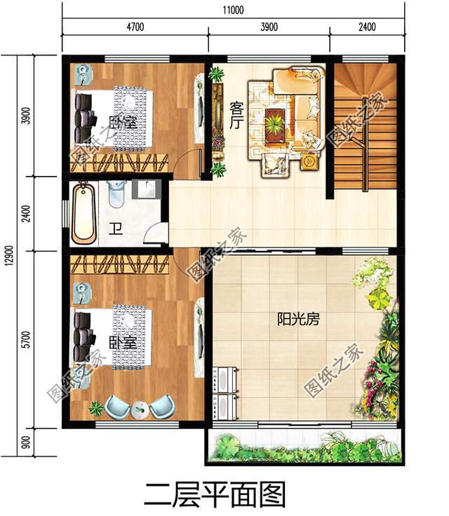 帶陽光房的二層別墅設(shè)計(jì)圖，讓我們領(lǐng)略四季春華秋實(shí)