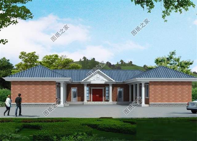 鄉(xiāng)村一層三合院設(shè)計(jì)圖，在庭院中仰望星空的美好