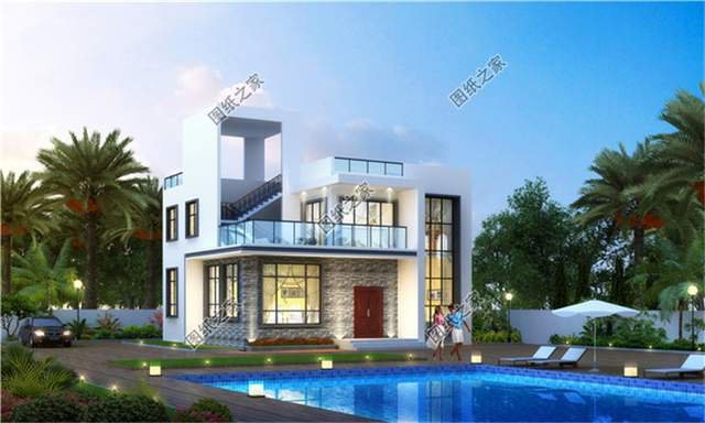 現(xiàn)代化時(shí)尚簡(jiǎn)約二層別墅設(shè)計(jì)圖紙，潮流時(shí)尚