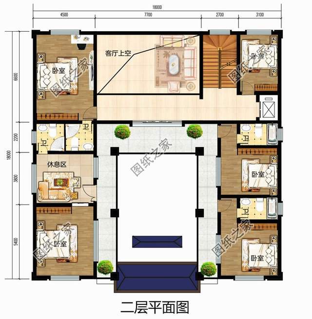 新中式三層四合院別墅設(shè)計圖，做民宿的首選