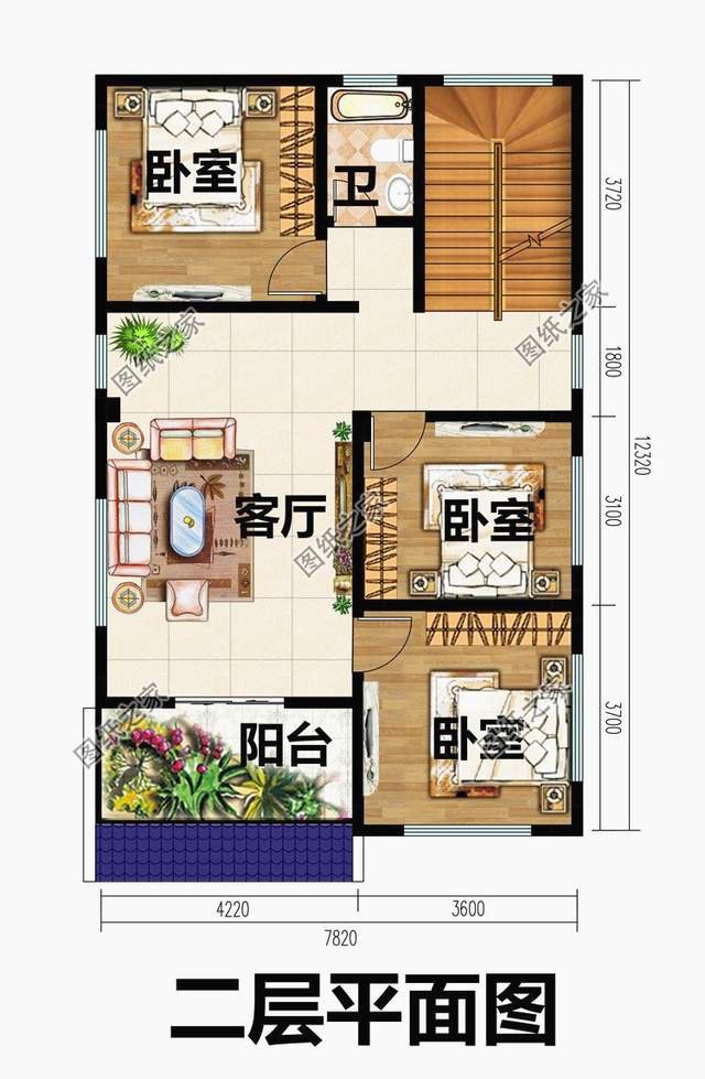 農村二層半自建房設計圖，在大而不俗的露臺上看日出日落