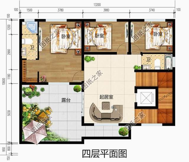 占地130平左右四層樓房設(shè)計圖，三代同堂都能住得過來