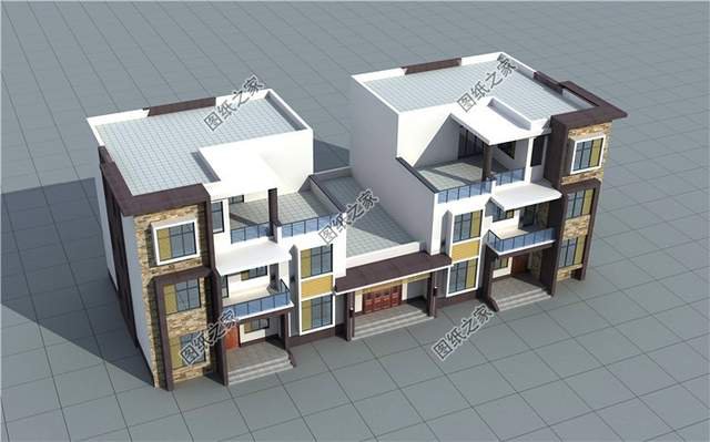 平屋頂雙拼農(nóng)村別墅，兄弟建房其利斷金，老人也會樂見其成