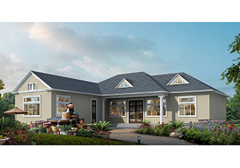 L型轉(zhuǎn)角一層自建房屋效果圖及全套設(shè)計(jì)施工圖