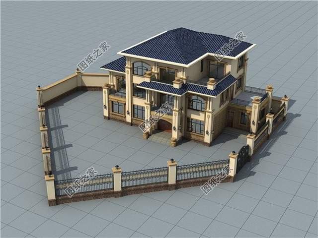 帶羅馬柱的三層別墅，文化深遠(yuǎn)，大氣外觀