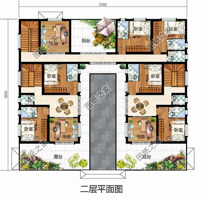 古韻十足的雙拼中式四合院別墅設(shè)計圖紙，寓意深遠地傳承建筑