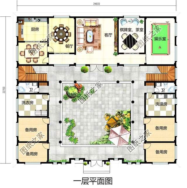 古韻十足的雙拼中式四合院別墅設(shè)計圖紙，寓意深遠地傳承建筑