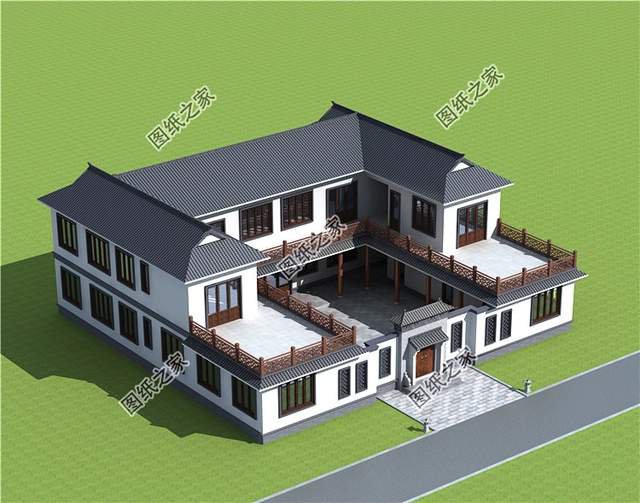 古韻十足的雙拼中式四合院別墅設(shè)計圖紙，寓意深遠地傳承建筑