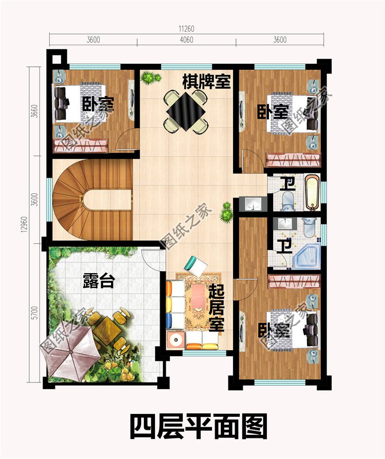 四層鄉(xiāng)村別墅戶型圖