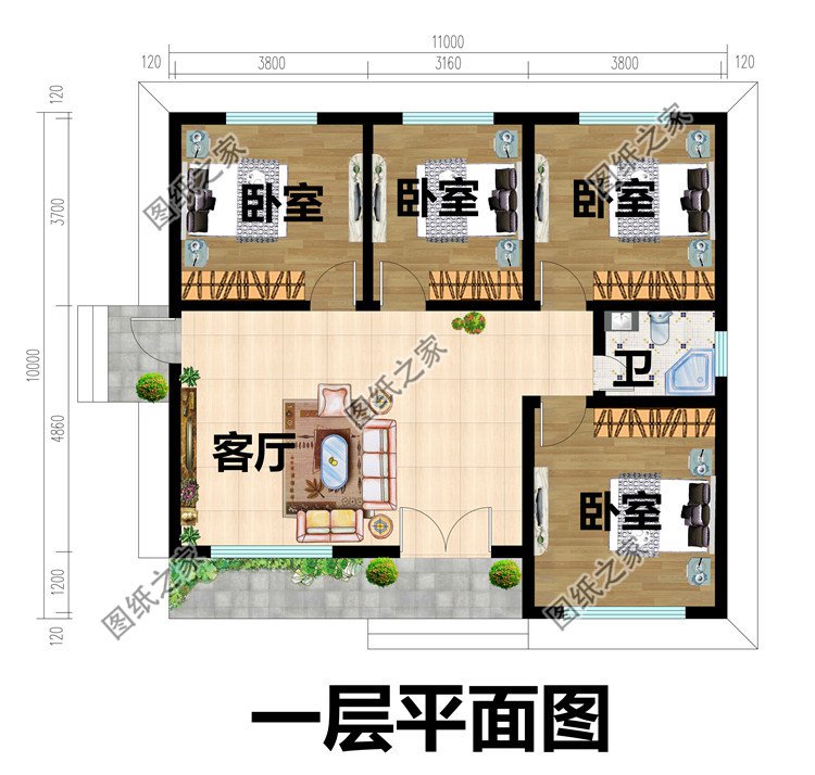 美觀大氣的一層三間小型農(nóng)村